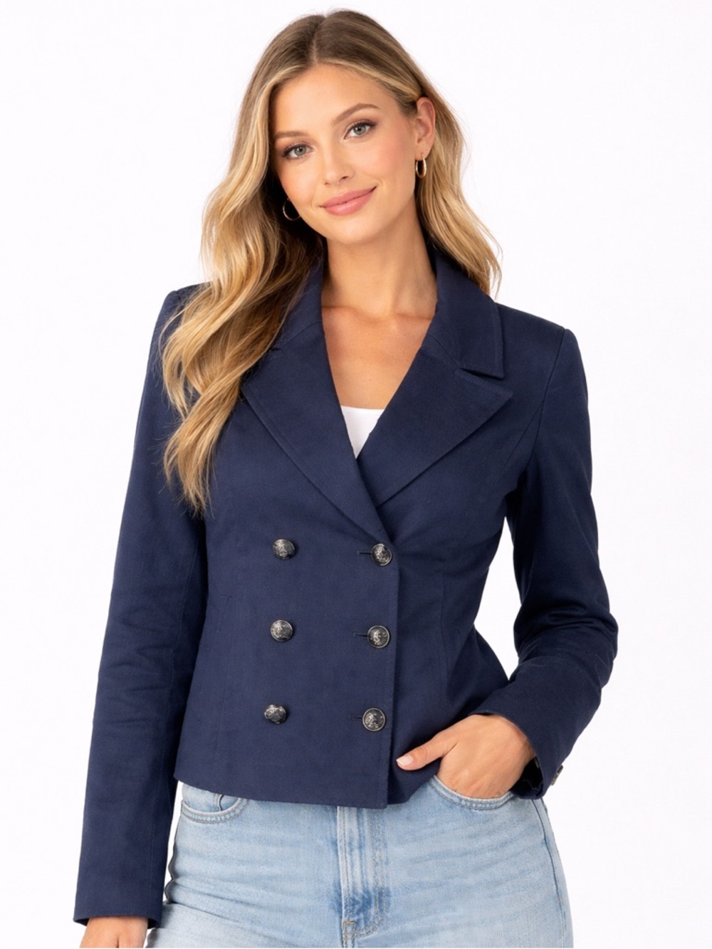 Juicy Couture Navy Double-Breasted Blazer Size Small